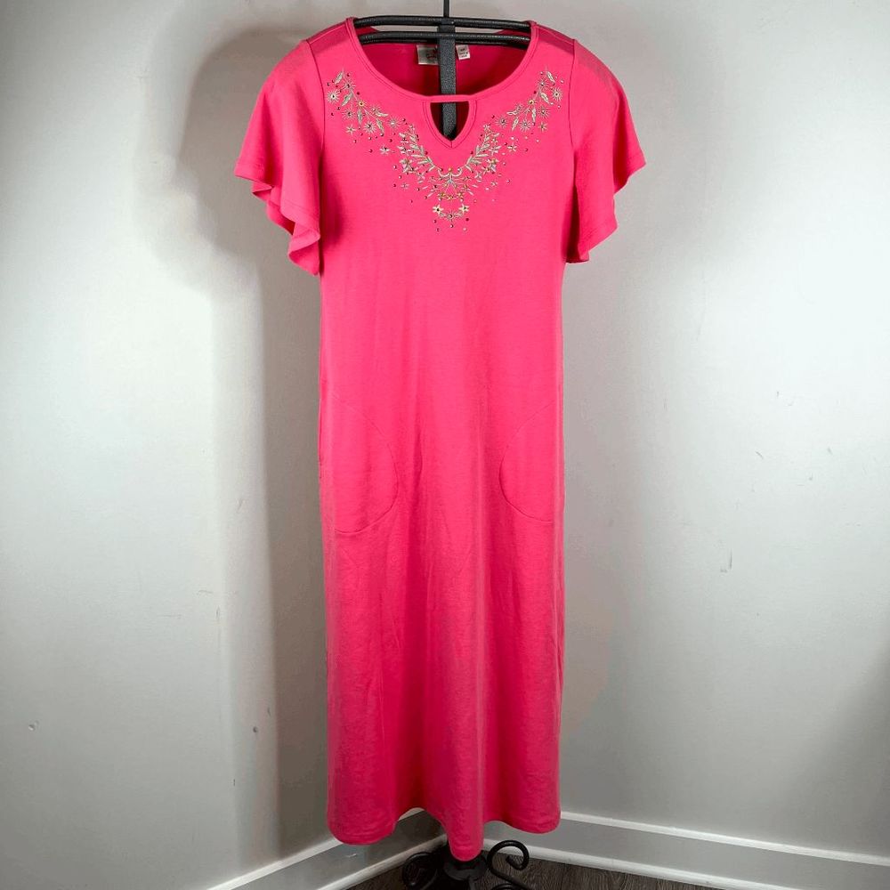 Quacker Factory Pink Floral Gem Sparkle Maxi Dress Size‎ XSP